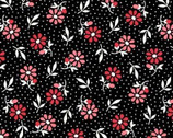 Kiss The Cook - Dancing Daisies Black from Michael Miller Fabric