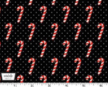 Under The Mistletoe - Candy Cane Wishes Black from Michael Miller Fabric