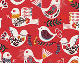 Christmas Time - Winter Partridge Red from Alexander Henry Fabric