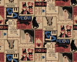 Purrfection - Cat Sayings Multi  by Dan DiPaola from Clothworks Fabric