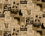 Purrfection - Cat Sayings Lt Caramel by Dan DiPaola from Clothworks Fabric