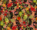 Poppy Dreams - Poppy Seed Florals Black by Sue Zipkin from Clothworks Fabric