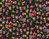 Christmas Cotton - Santa Activity Black from Fabric Traditions Fabric
