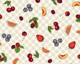 Fancy Fruit - Gingham Fruit Cream by Kris Lammers from Maywood Studio Fabric