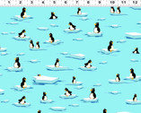 Burr the Polar Bear - Penguins Lt Aqua by SusyBee from Clothworks Fabric