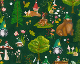 Gnomeland Critters - Animals Green from Robert Kaufman Fabrics