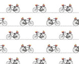 Flower Market - Small Bicycles In A Row White by Jessica Mundo from Henry Glass Fabric