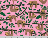 Rainforest friends - Sloths Sweet Pink from Robert Kaufman Fabrics