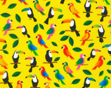 Rainforest friends - Jungle Birds Yellow from Robert Kaufman Fabrics
