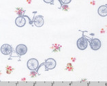 Chambray Weekend Prints - Bicycles Floral White from Robert Kaufman Fabrics