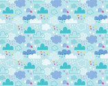 Chasing Rainbows - Clouds and Rain Blue from Henry Glass Fabric
