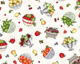 Fancy Fruit - Bowls of Fruit Cream by Kris Lammers from Maywood Studio Fabric