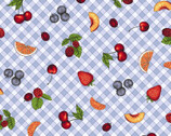 Fancy Fruit - Gingham Fruit Blue by Kris Lammers from Maywood Studio Fabric