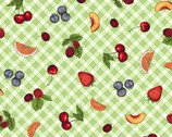 Fancy Fruit - Gingham Fruit Green by Kris Lammers from Maywood Studio Fabric