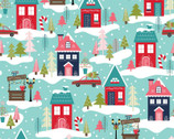 Cup of Cheer - Christmas Neighborhood Aqua by Kimberbell from Maywood Studio Fabric