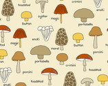 Give Thanks - Mushrooms Cream by Kim Shaefer from Andover Fabrics