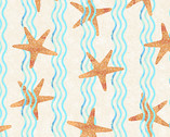 Reef - Starfish Stripe Teal by Two Can Art from Andover Fabrics