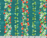 Strawberry Season - Strawberry Vines Slate Teal by Wishwell from Robert Kaufman Fabrics