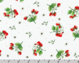 Strawberry Season - Strawberries Toss White by Wishwell from Robert Kaufman Fabrics