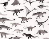 Alphabetosaurus - Dinosaurs Grey from Robert Kaufman Fabrics