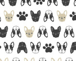 Nordic Mini - French Terrier Bulldog White  from Cosmo Fabric