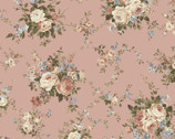Rose Garden - Rose Bouquet Toss Dusty Pink from Cosmo Fabric