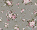 Rose Garden - Rose Bouquet Toss Earthy Grey from Cosmo Fabric