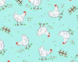 Cluck Cluck - Chickens Aqua from Michael Miller Fabric