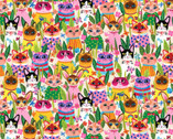 Funny Felines - Puddy Cats Cream from Michael Miller Fabric