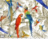 Exotica - Fanciful Birds White from Michael Miller Fabric
