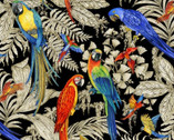 Exotica - Fanciful Birds Black from Michael Miller Fabric