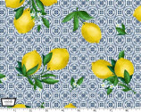 Lemon Fresh - Lemon Tiles Blue from Michael Miller Fabric