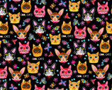Crazy Cats - Puddy Cats Black from Michael Miller Fabric