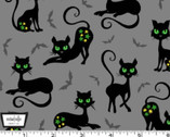 Trick or Treat - Black Cat Crossing Gray from Michael Miller Fabric