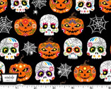 Trick or Treat - Ghastly Greetings Black from Michael Miller Fabric