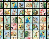 Brush With Nature - Mini Animal Portraits Squares Black from Michael Miller Fabric