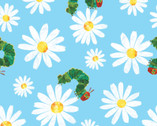 The Very Hungry Caterpillar -  Caterpillar Daisies Blue by Eric Carle from Springs Creative Fabric