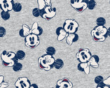 Mickey and Minnie Mouse - Head Toss Grey from Springs Creative Fabric