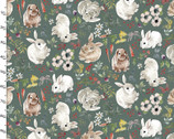 Cottontail Farm - Cottontail Toss Green by Caverly Smith from 3 Wishes Fabric