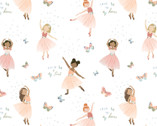Return of the Jete - Keep Me On My Toes Ballerina Dancers White from Dear Stella Fabric
