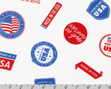 Made in the USA - Stickers Signs White from Robert Kaufman Fabrics