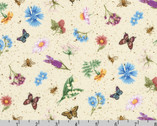Flowerhouse Botanical Garden - Flower Butterfly Toss Sand from Robert Kaufman Fabrics