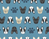 Nordic Mini - French Terrier Bulldog Blue  from Cosmo Fabric