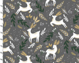 Christmas Shine GLITTER - Bouncing Reindeer Gray from 3 Wishes Fabric
