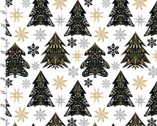 Christmas Shine GLITTER - Fancy Trees White from 3 Wishes Fabric