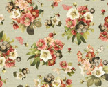 Petal Bouquet - Floral Toss Green from P & B Textiles Fabric