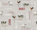 Farm Fresh - Animals Words Toss Grey from P & B Textiles Fabric