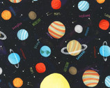 Space Adventure - Planets Black by Carla Daly from Robert Kaufman Fabrics