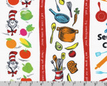 Seuss Chef - Cooking Items Stripe White by Dr. Seuss from Robert Kaufman Fabrics