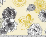 Rosette - Floral Blooms Toss Natural from Robert Kaufman Fabrics